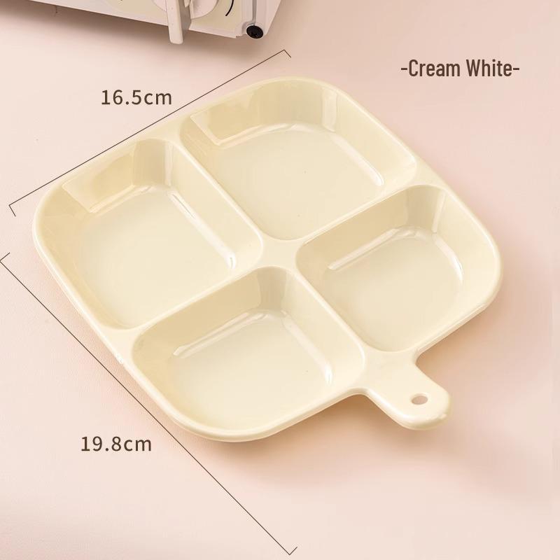 Multi-compartment Side Dish Plate for Dipping Sauces and Kitchen Storage