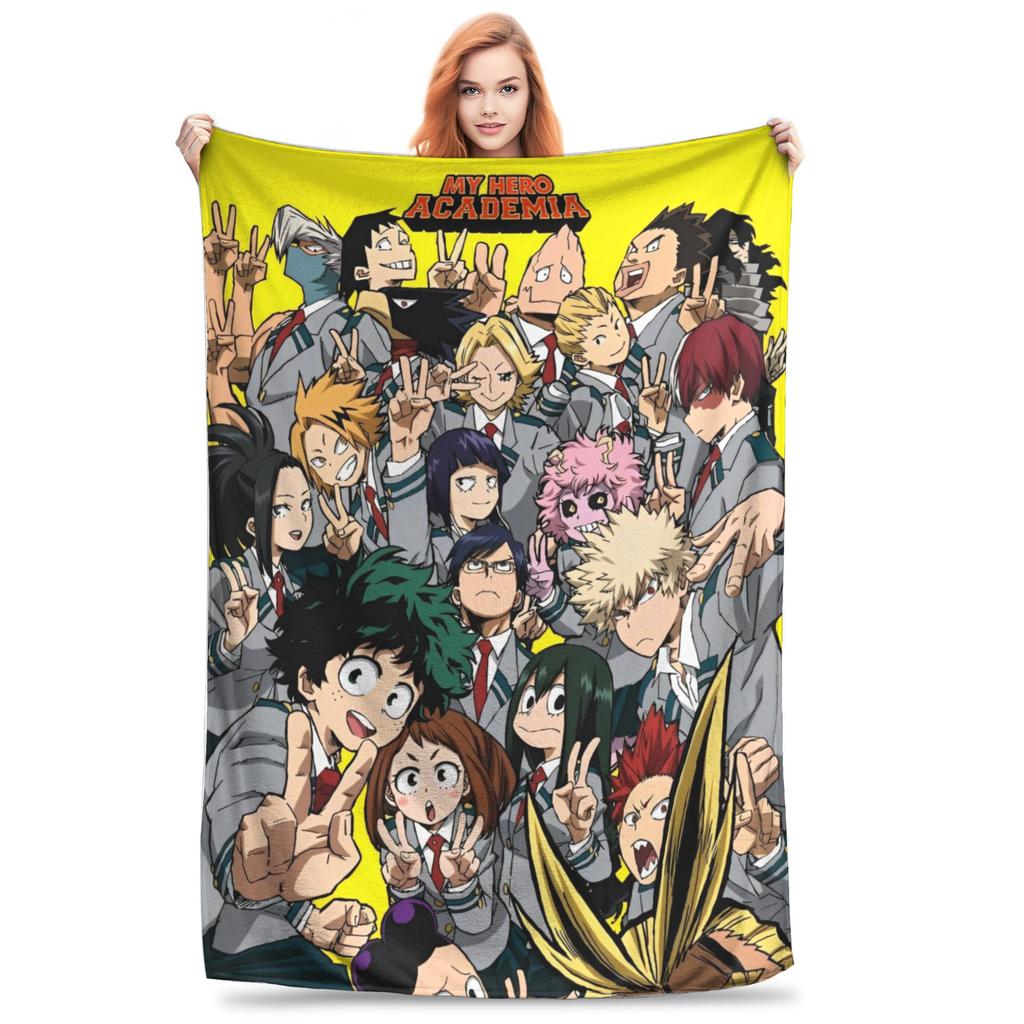 Izuku Midoriya Manga Collage Blanket My Hero Academia Manga Anime Flannel Warm Throw Blanket for Bedspread
