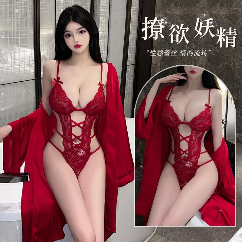 Sexy lingerie sexy onesie lace uniform seduction hollowed out passion nightgown set