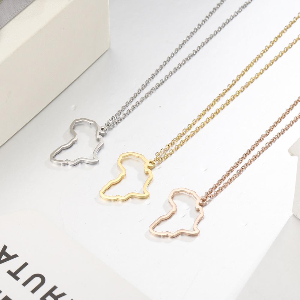 My Shape Africa Map Necklaces for Women Men Stainless Steel South African Map Pendant Chain Choker Hollow Map African Jewelry