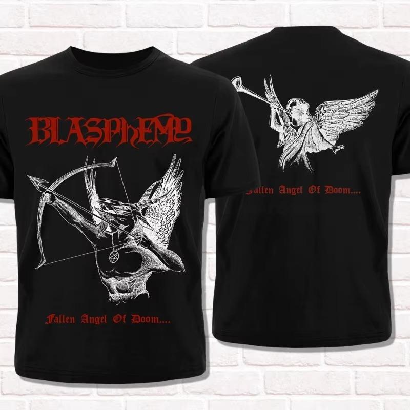 Лето 2025 Новая Винтажная Футболка Падший Ангел 1990 Черная Смерть Металл Летняя Новая Винтажная Мода Мужская и Женская Уличная Одежда S