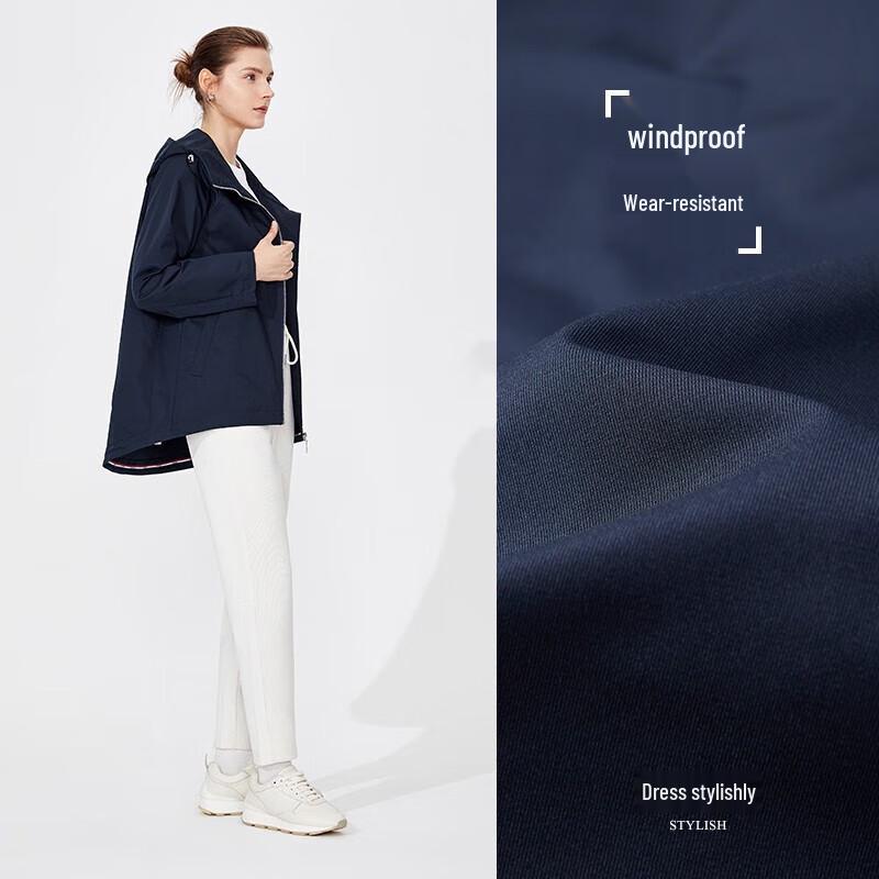 Navigare Women s Hooded Business Casual Mid-Length Trench Coat L