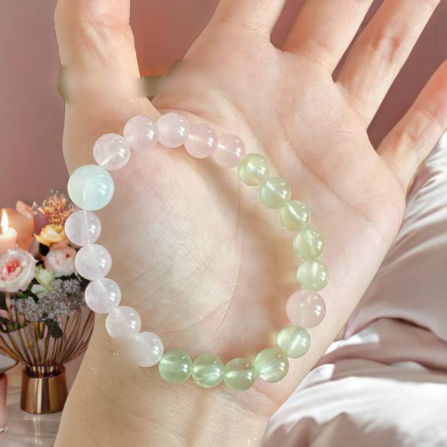 

Women s Luxury Rose Quartz & Prehnite Crystal Bracelet - Perfect Gift for Girlfriend or Bestie