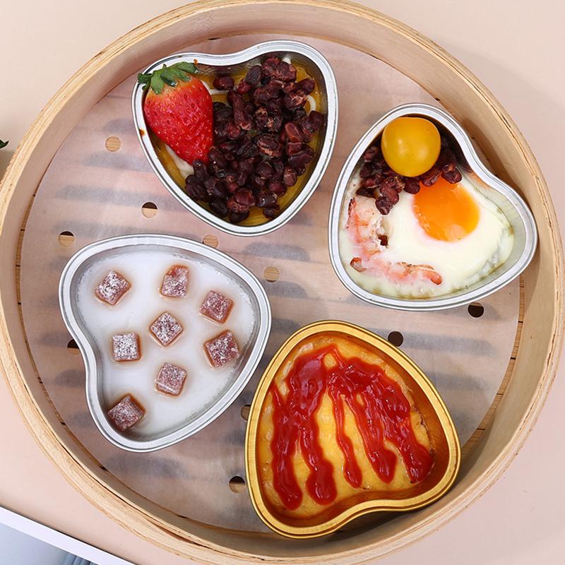 10Pcs Aluminum Foil Cupcake Cups Non-Stick Foil Baking Cups 100Ml Pudding Dessert Cups Party Wedding Party Supplies