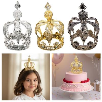 1/2 Stück Barock Krone Kuchenaufsatz Elegant Kreativ Strass Krone Europäischer Stil Romantisches Braut Stirnband Königliche Feier