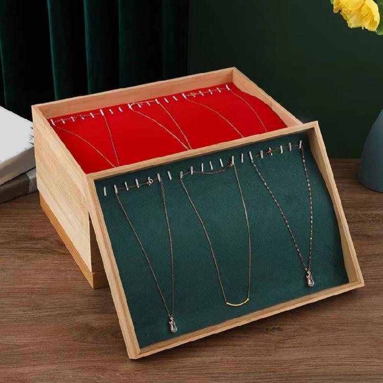 Wood Jewelry Display Tray for Necklaces Bracelets Pendant Stackable Organizer