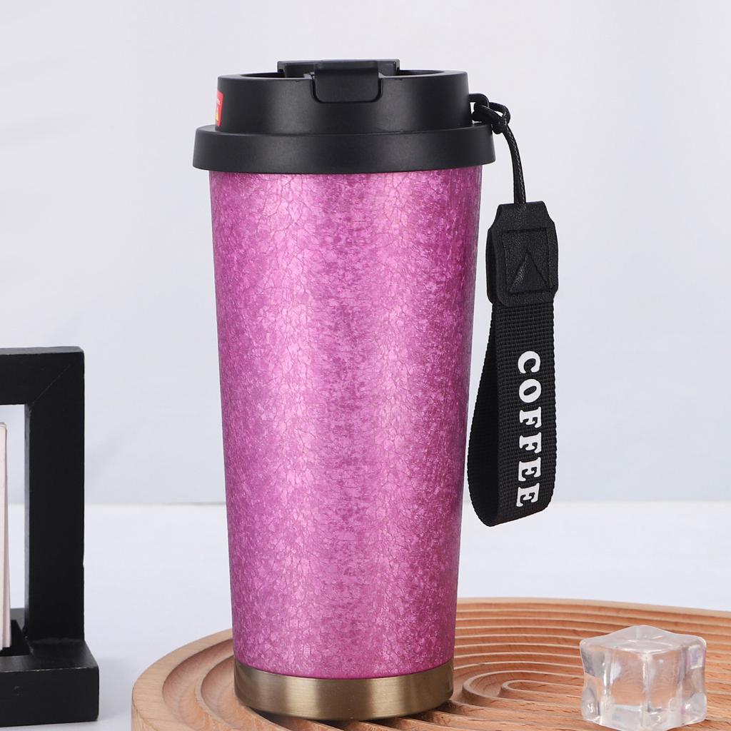 New Stainless Steel Coffee Cup High Appearance Level Double Drink Thermos Cup Will Carry Rope Double Gift Cup