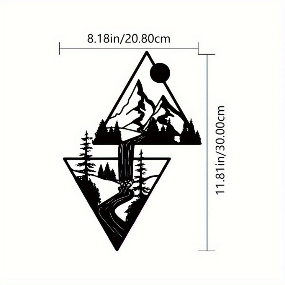 2PCS Mountain Wolf Silhouette Metal Wall Art Nature Wilderness Home Cabin Decor Set
