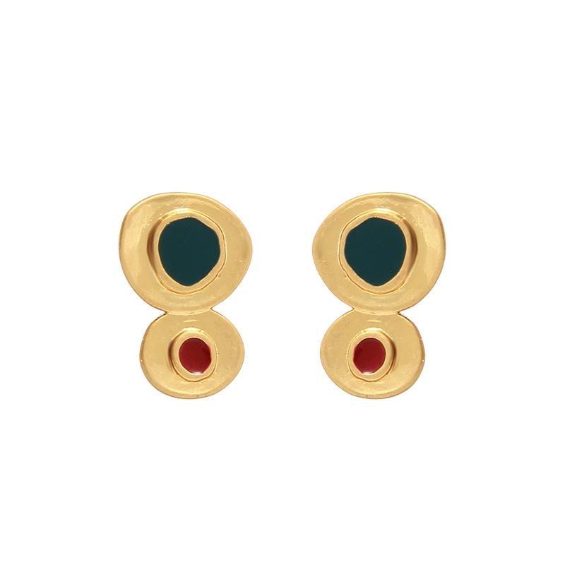 

Винтажные испанские серьги-гвоздики из эмали и золота: Средневековый стиль, Универсальный, Нишевый дизайн с серебряной иглой