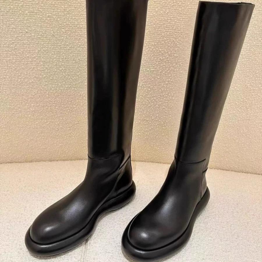 Straight Knight Boots Women's New Autumn and Winter 2025 Thick-soled Round Head Thin Boots But Knee Long Boots High Boots