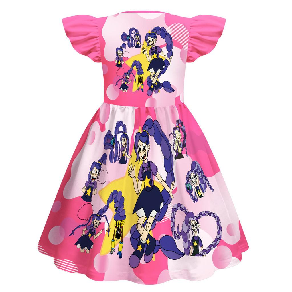 83030 Vestito Casual da Bambina con Stampa Lily Lovebraids e Maniche a Volant