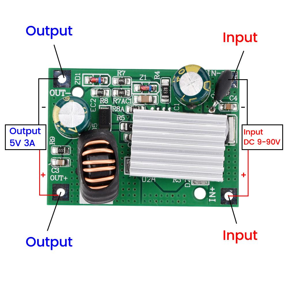 DC-DC 9/16V-90/120V Step-down Module Outputs 5V/12V 3A Voltage Conversion Module