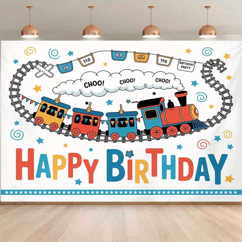 2D Train Backdrop for Themed Birthdays, Toddler & Preschool Parties