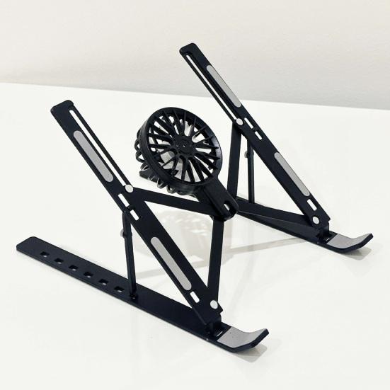Aluminum Alloy Laptop Stand with Heat Dissipation Fan Portable Folding Lightweight Heavy Duty Metal Desktop Tablet Computer Riser Holder