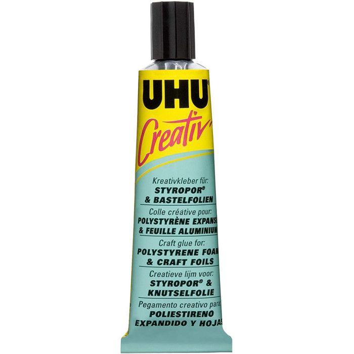 Colle - UHU - Creativ' - Polystyrène Expansé - Feuille Aluminium - 33ml