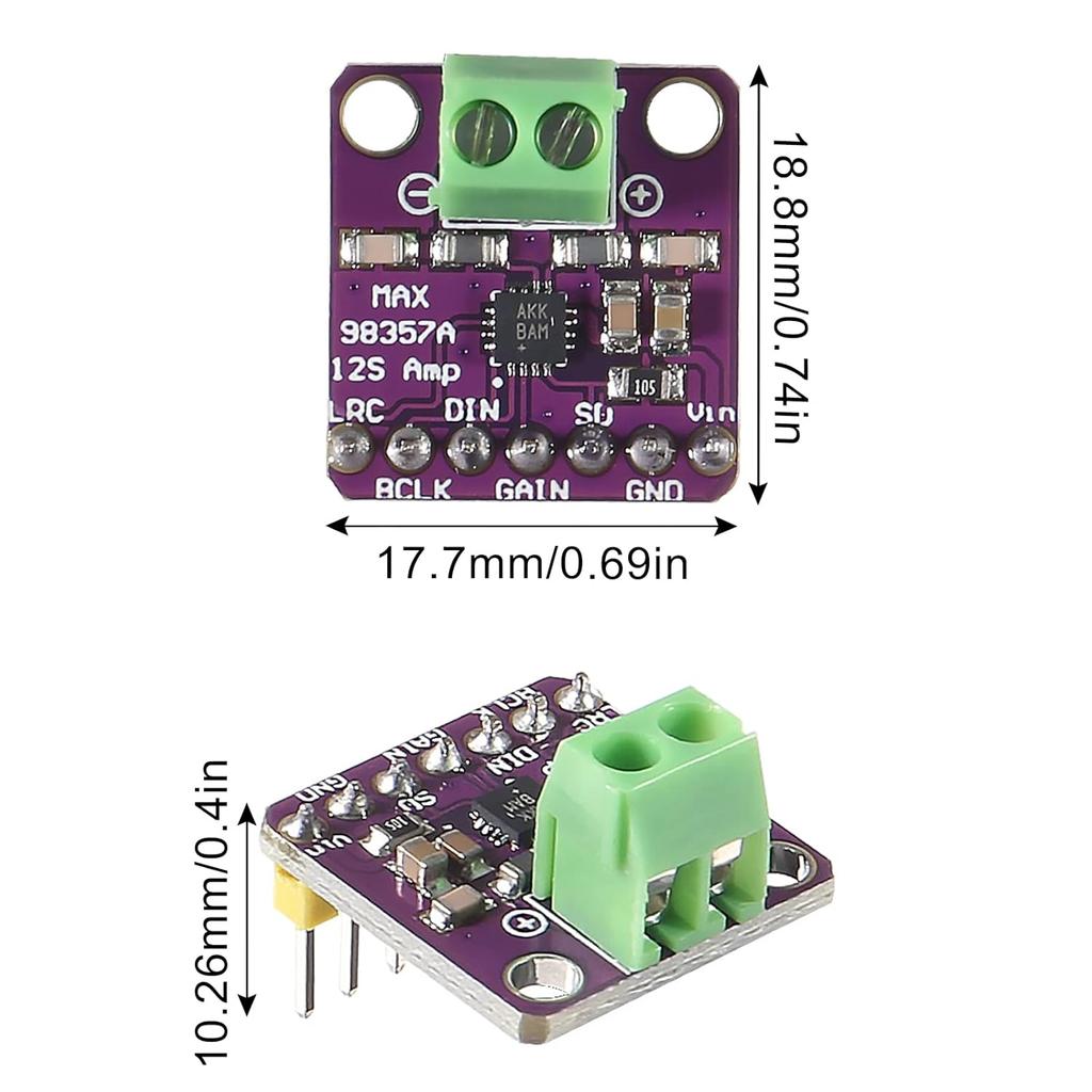 AITRIP 3 PCS MAX98357 Audio Power Amplifier Module I2S Class D Filterless Audio Amplifiers Board for Arduino, Raspberry Pi, ESP32 (Welding)