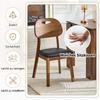 Set of 2 Dining Chairs with Oval Backrest, Modern Wooden Chairs with Carry Handle Design, Upholstered Kitchen Chairs, Chairs Only Without Table