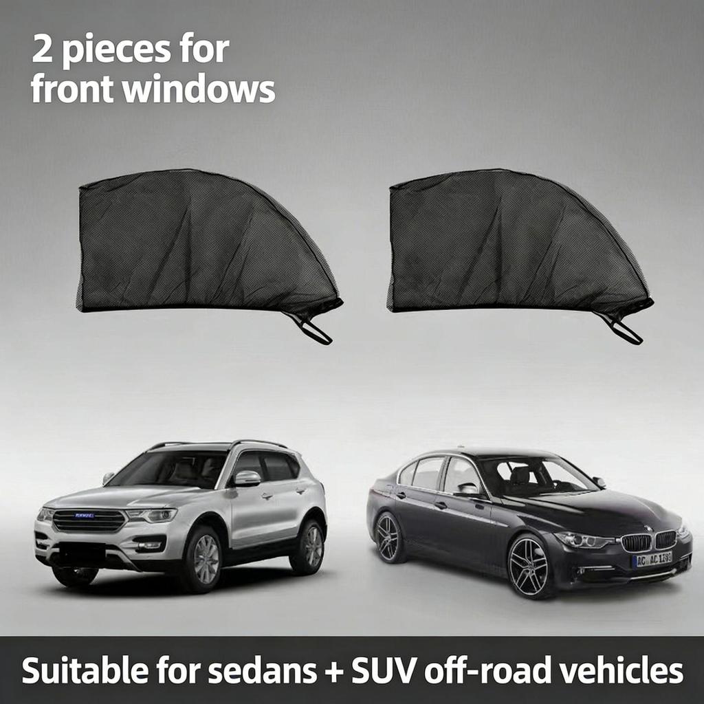 Car Window Mosquito Screen and Sunshade - Heat Insulation, Ventilation, Insect Protection Cover