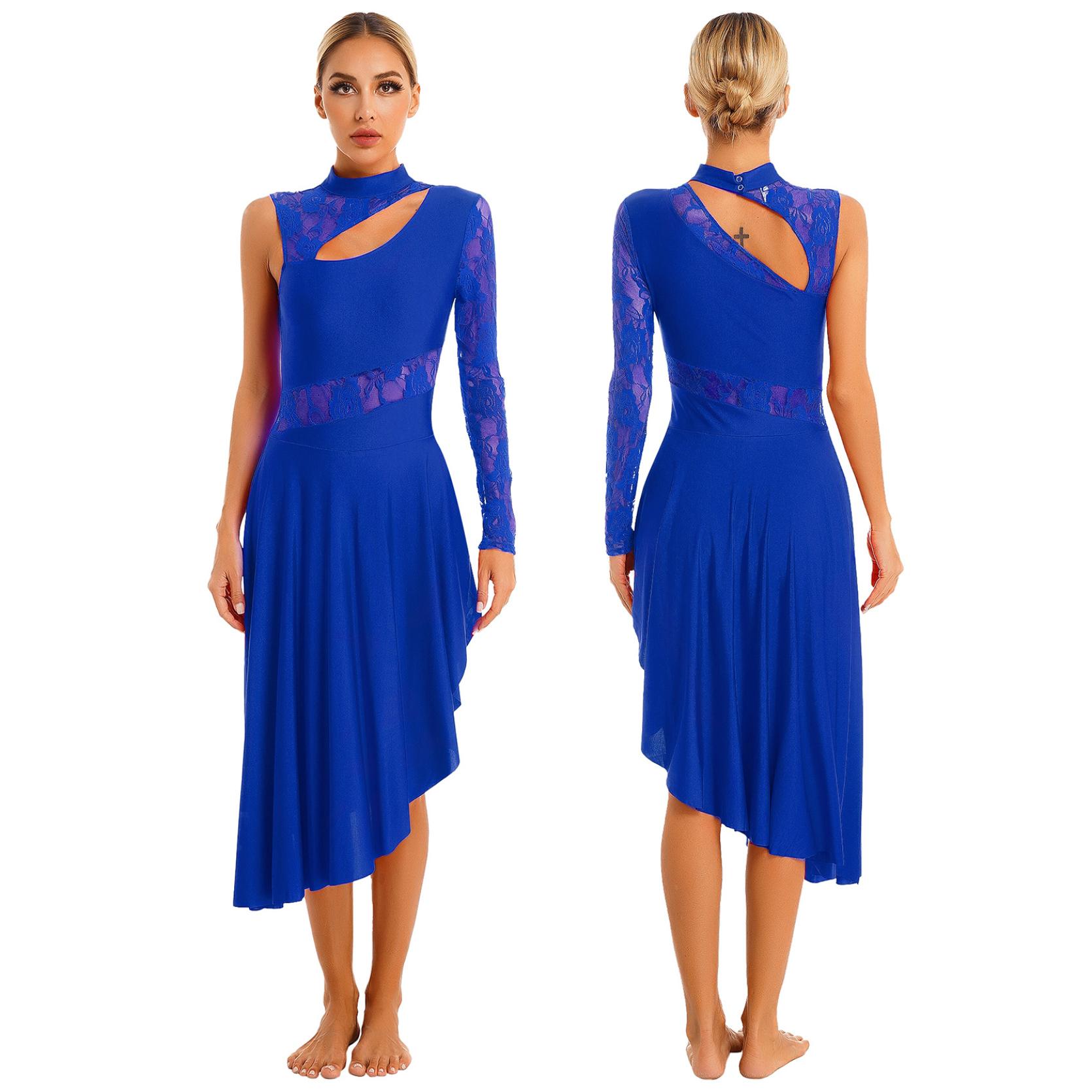 

Женское асимметричное платье-туника для танцев, лирическая танцевальная одежда, кружевное платье с вырезами, платье для танцевальной вечеринки XXL