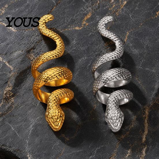 Wrapped Snake Design Ring Exaggerated Print Finger Band, Adjustable Open Ring, Flexible Size Three-Dimensional Winding Animal for Jewelry Gift