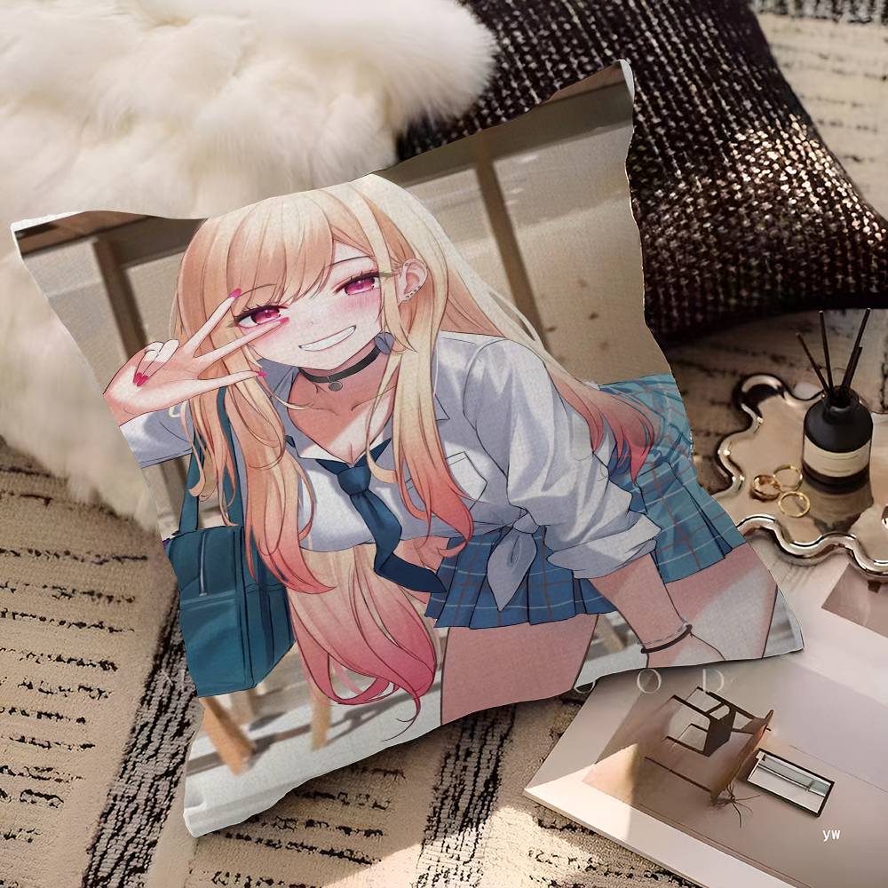 Amine Marin Kitagawa Sexy Girl Cushion Cover Car Throw Pillow Case For Sofa Car Christmas Gift 40x40cm 45x45cm