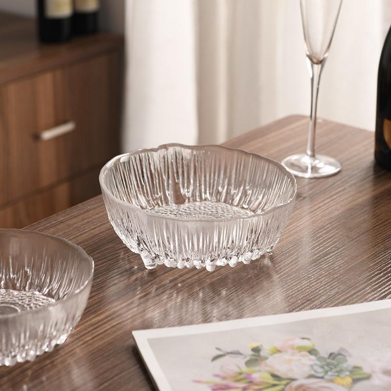 Crystal Glass Fruit Plate Premium Sense Household Fruit Salad Bowl Light Luxury High Value Dessert Yogurt Bowl Glacier Bowl