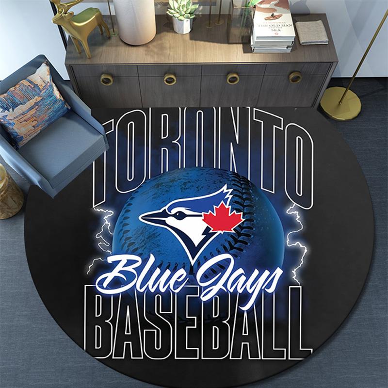 Toronto Blue Jays Round Area Rug,Carpet Rug for Living Room Bedroom Sofa Playroom Decor,Non-slip Floor Mat