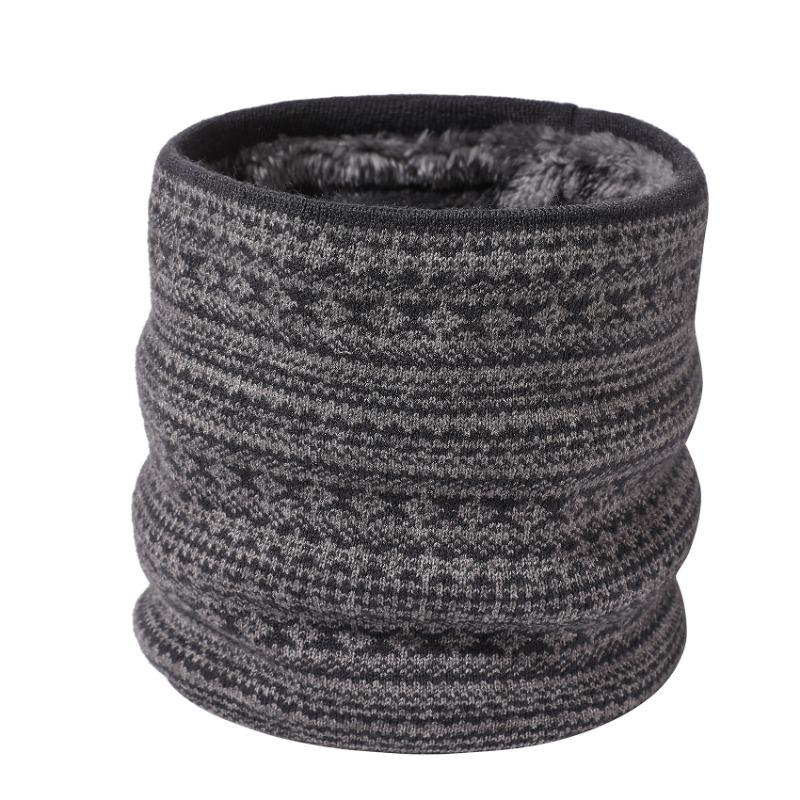 New neck cover men's windproof and warm Fair Island classic color winter scarf velvet thickened knitted scarf