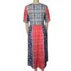 Summer Lady Dress Pleated Ethnic Style Print A-line Loose Hem Side Pockets Round Neck Soft Bohemian Short Sleeves Mid-calf Length Women Daily