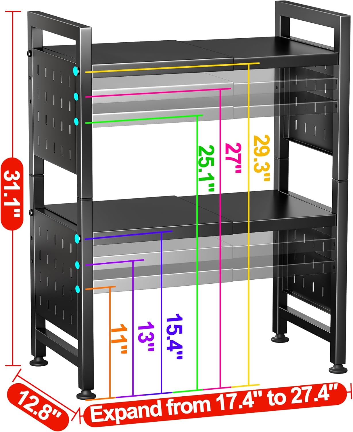 

Регулируемая подставка для микроволновой печи, Стойка для микроволновой печи для кухонных полок, Настольный органайзер, Выдерживает 180 фунтов, Кухонная стойка для выпечки