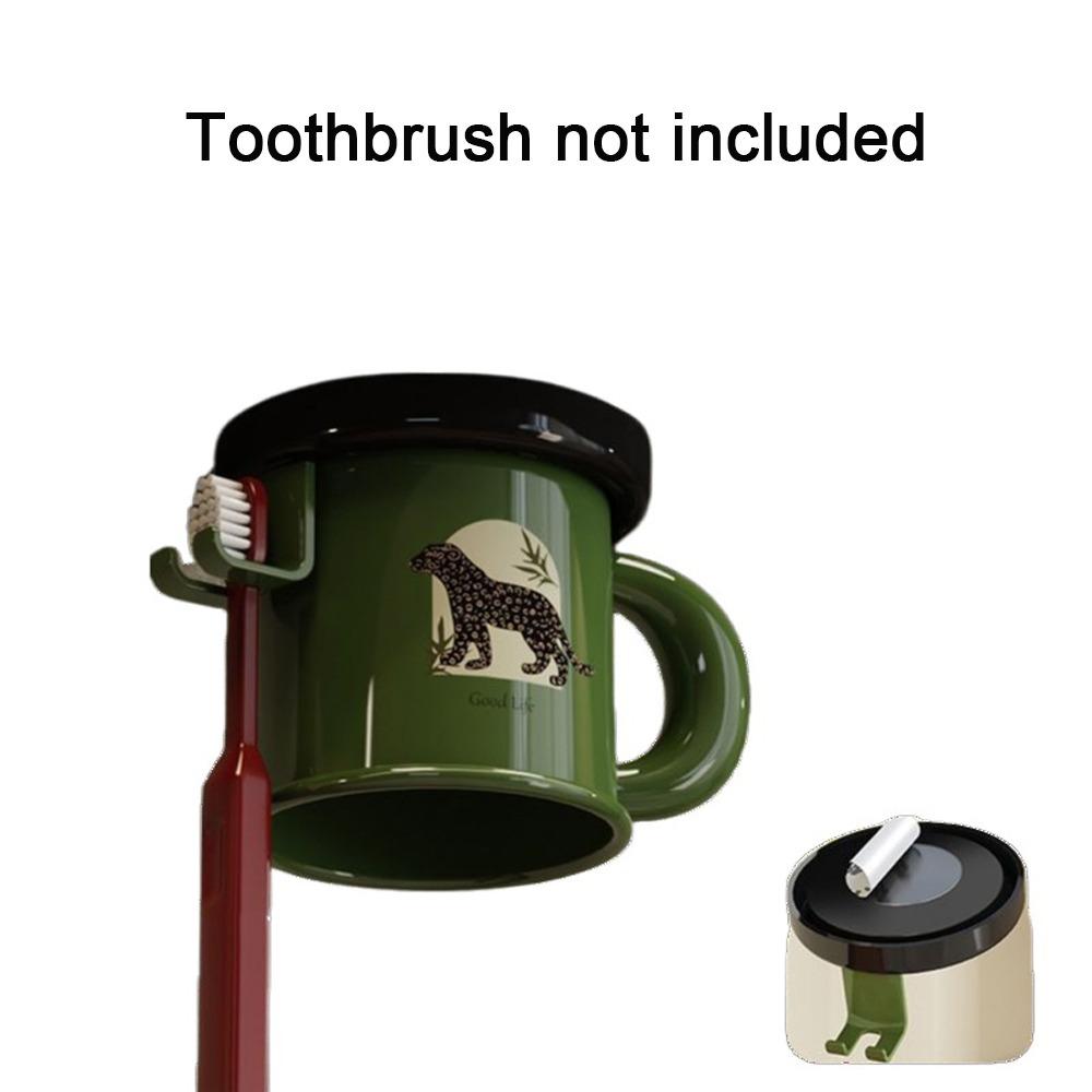 

Wall-Mounted Magnetic Mouthwash Cup Set Plastic Brushing Cup Inverted Toothbrush Cup Rack for Home зелёный