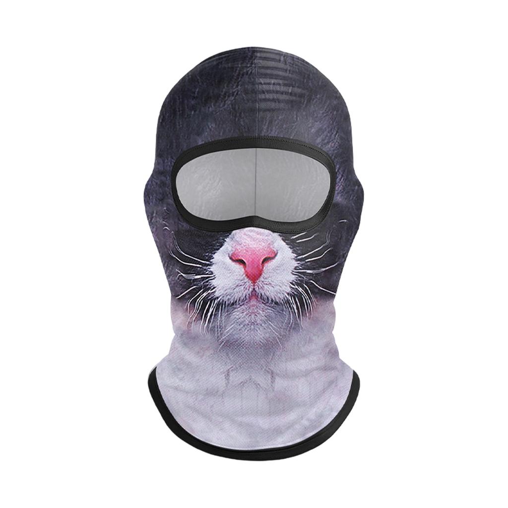 Fall Winter Pullover Hat with Cute Pet Print and Full Face Neck Cover for Outdoor Use