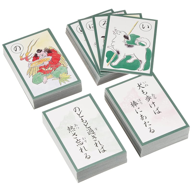 Edo Iroha Karuta, familiar from the Inubou Karuta, is produced by Oishi Tengudo, established in 1790.