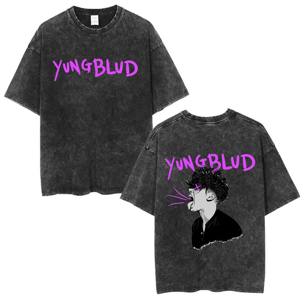 

Washed Vintage Yungblud Face Graphic Tshirt Men Women Casual Retro Oversized T Shirt Male Fashion Hip Hop Short Sleeve Tshirts S