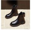 Winter Soft Leather Boots Women's New Autumn Flat-bottomed Rear Zipper Single Boots Velvet Martin Boots Short Boots