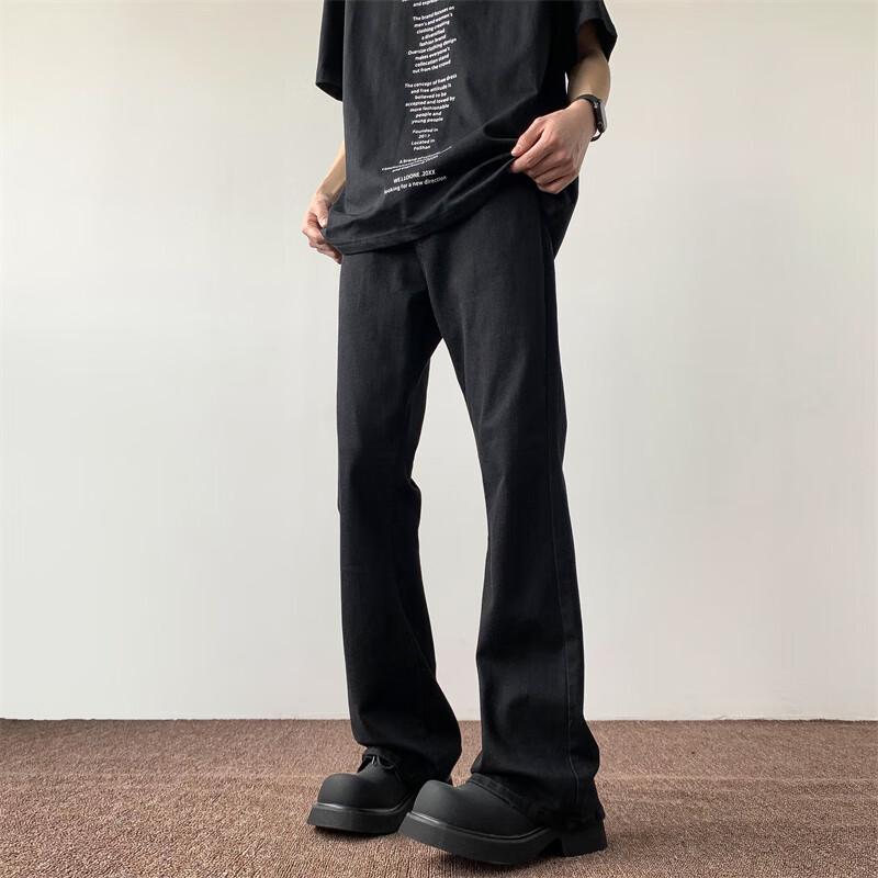 Chutang Men's Flared Vintage Washed Stretch Jeans