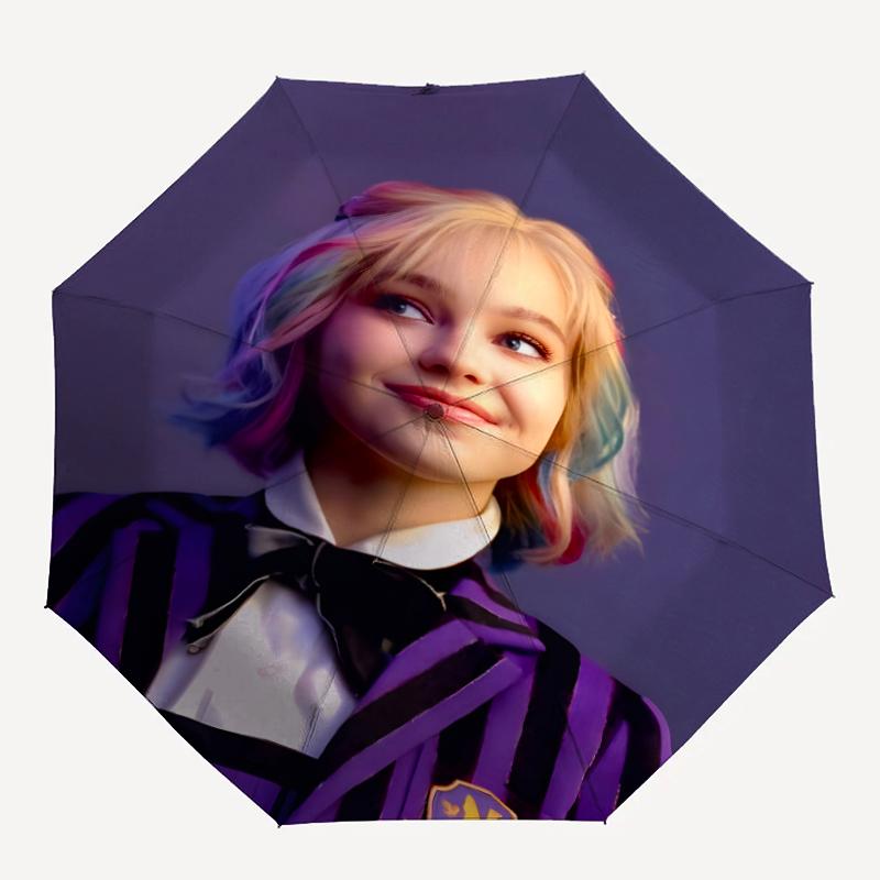 1pc Addams Family Wednesday Enid1 Umbrella, Sun Protection, And UV Shielding. It Has Eight Sturdy Ribs for Outdoor Use And Perfect Gift