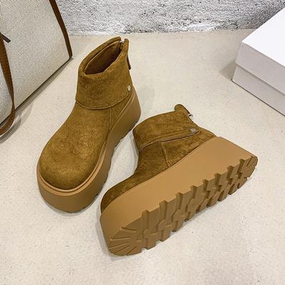 Thick-soled Heightening Snow Boots Women's New Autumn and Winter Velvet Warm Fashion Martin Boots Non-slip Cotton Shoes