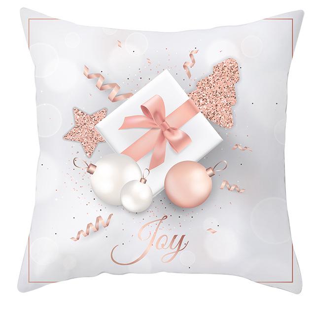 New Pink and Gold Christmas Peach Leather Velvet Pillowcase Festive Home Decoration Pillow Cushion Cover