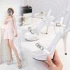 Frau Transparent Super High Heel Sommer Weibliche Wasserdichte Wasser Bohrer Sexy Fee Stiletto Sandalen 13 cm ferse 3 cm plattform von LFD