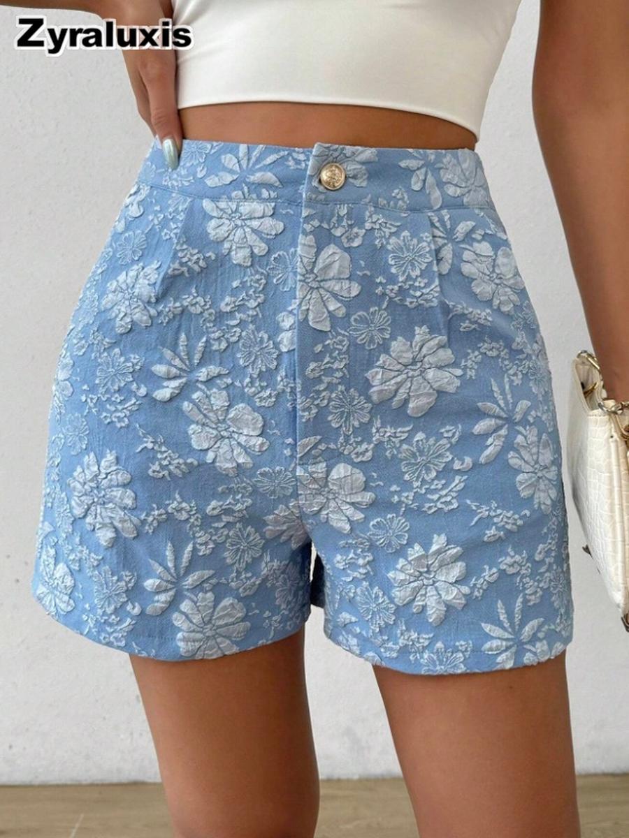 Large Stock Summer Women s New Fashion Textured Pleated Elegant High Waist Straight Leg Shorts S