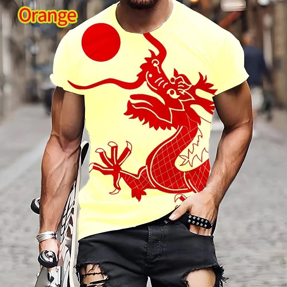 Módní tričko s čínským drakem 3D tisk pánské ležérní léto cool hip hop top s krátkým rukávem