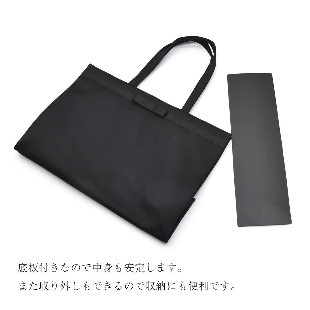 Plex Ribbon Design Formal Tote Bag for Weddings, Funerals, School Events, A4 Size, Black