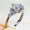 Huitan Fashion Princess Square CZ Finger Ring Female Wedding Band Jewelry Delicate Design Accessories for Engagement Ceremony