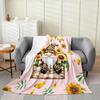 Cartoon Gnomes Fleece Blanket,Dwarf Throw Blanket Twin Sofa Bed Couch Decor,Colorful Stars Bed Blanket Lightweight,Watercolor