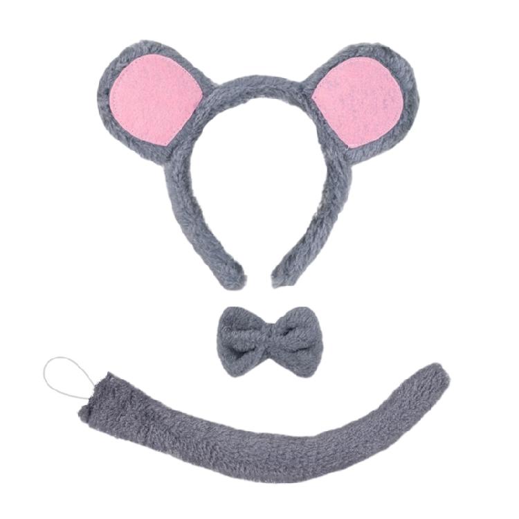 Animal Cosplay Costume Child Mouse Cosplay Set Including Headband Tail Bowtie and Nose
