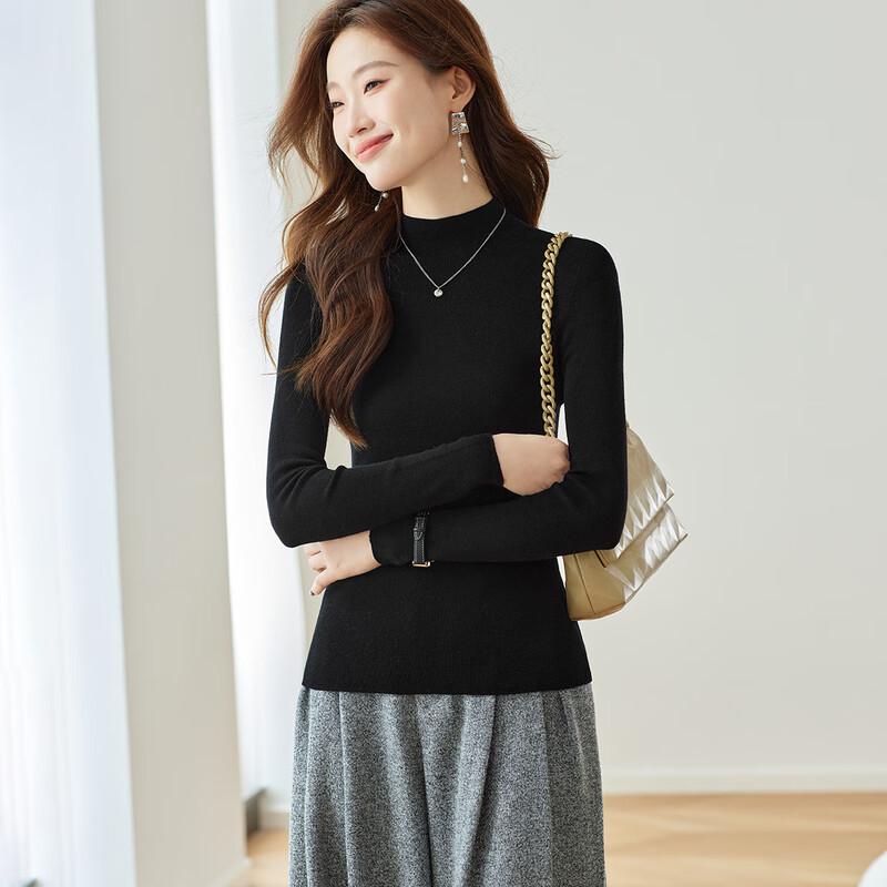 Srcr Women's Washable Pure Wool Slim Fit Knit Top