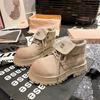 Internet celebrities with the same lace-up Martin boots popular letter flip thick-soled versatile niche two wear muffin locomotive boots women's boots