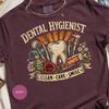 Dental Hygienist Tee, Berry Cotton Blend With Distressed Tooth Graphic
