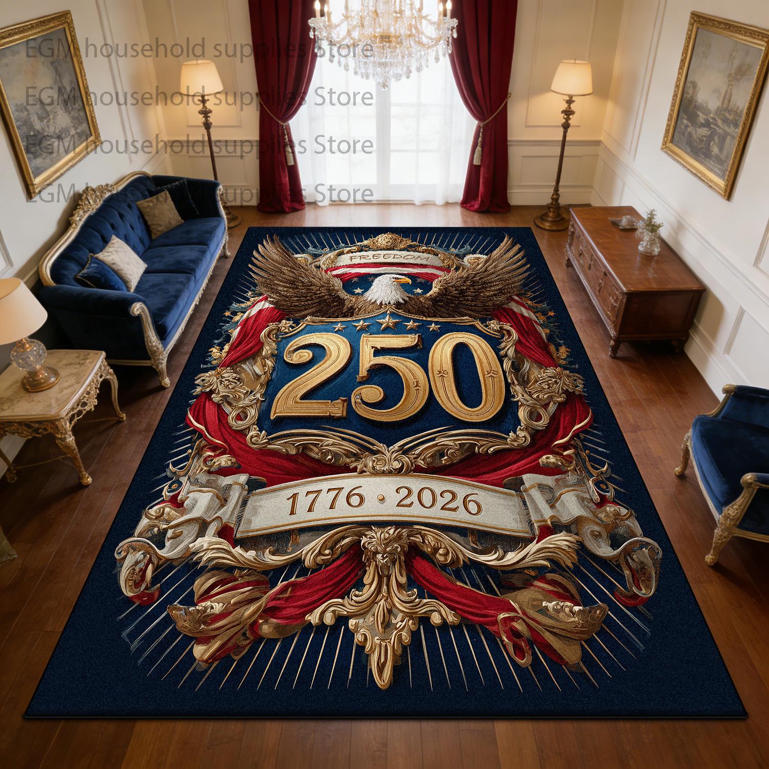 

American Style Carpet 250 Anniversary Celebration Decoration Living Room Pile Fabric Rug Washable Non-slip Office Mats Bedroom 60x90cm